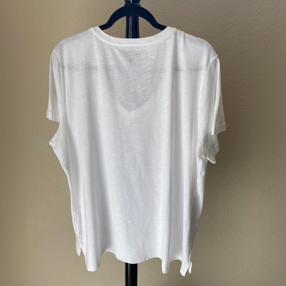 SALE: EDDIE BAUER, White, Short Sleeve Tee Shirt, V- Neck, 3X - Picture 2 of 5